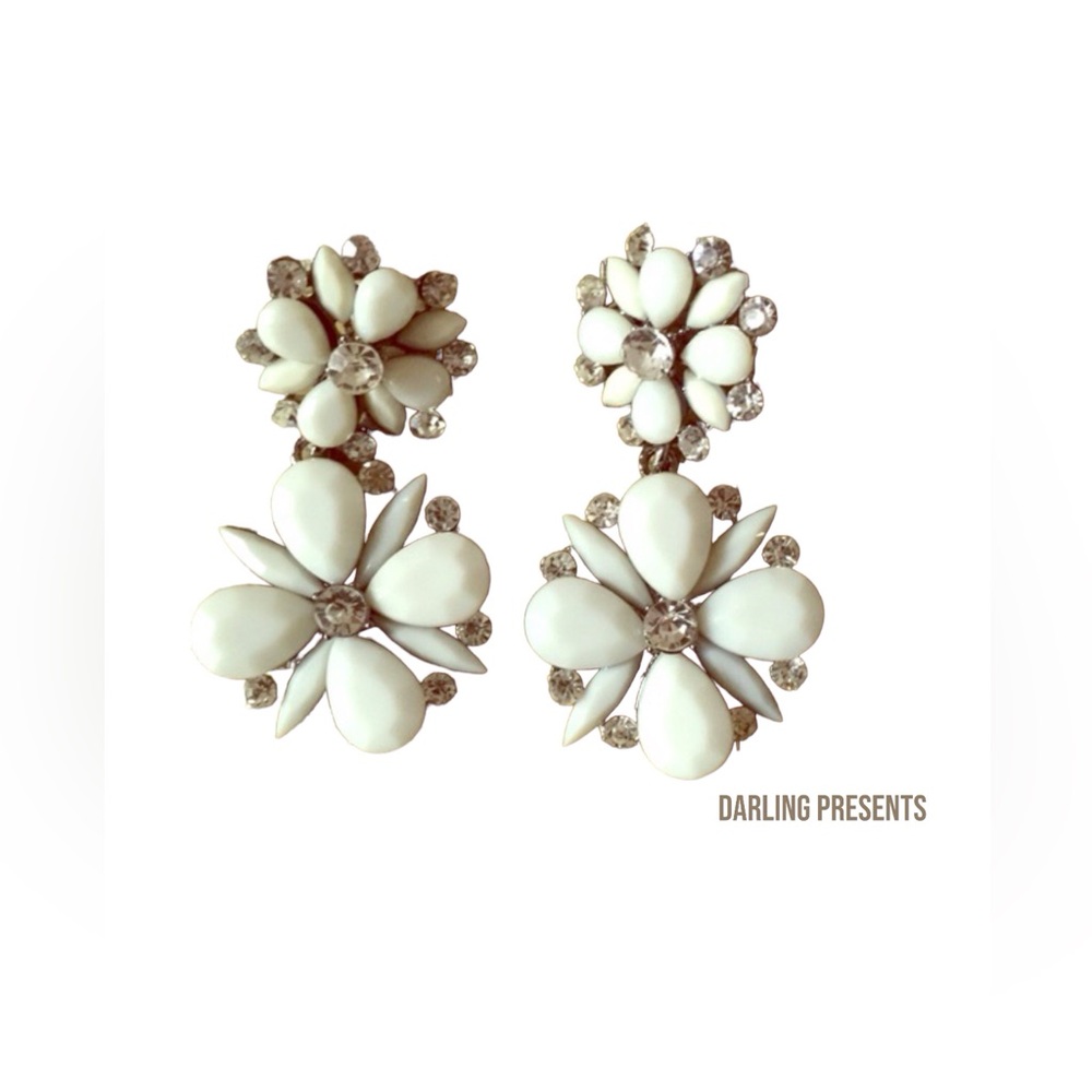 T & J Designs Floral Drop Earrings Women Color White